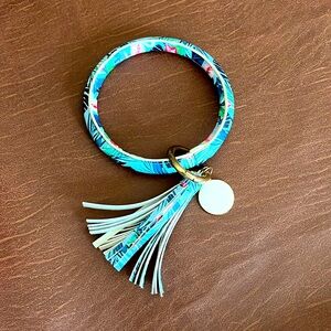 Boutique Flamingo and Palm Leaf Print Keychain